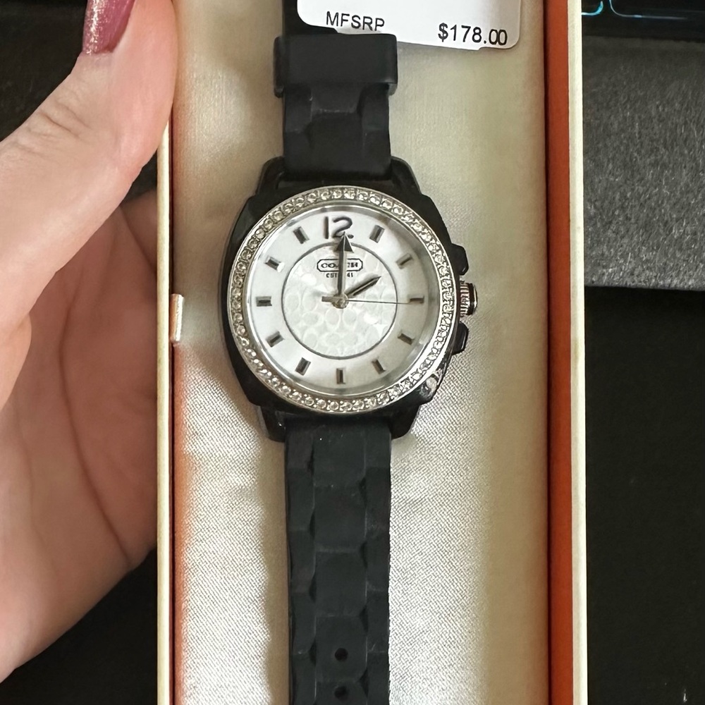 COACH Boyfriend Watch with Rubber Strap and Crystal edge